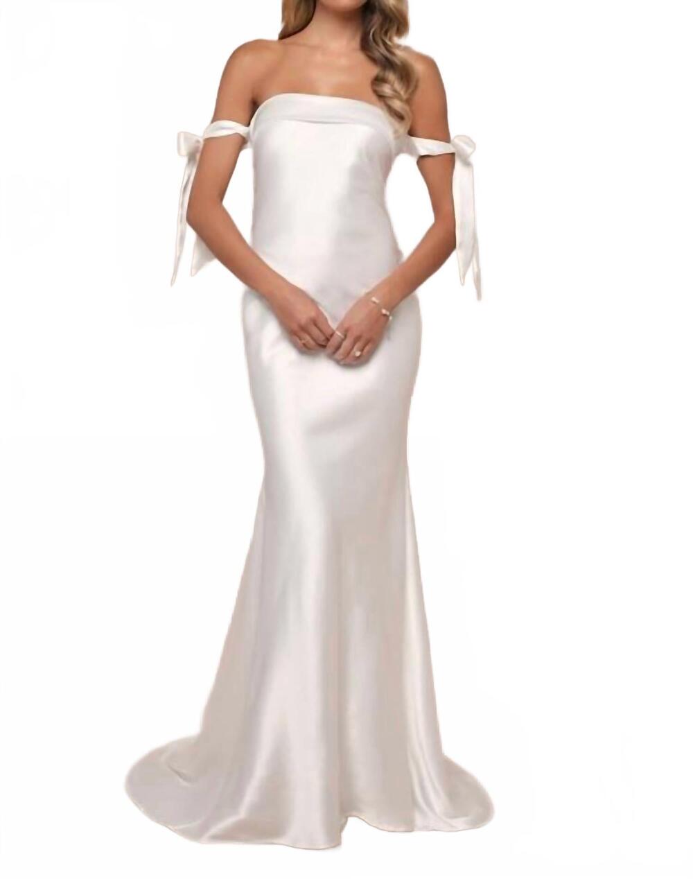 NEW LULUS eternally loved cutout satin off-the-shoulder maxi dress in white
